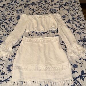 SHEIN Cream Mini Pencil Skirt Ruffled Wedding